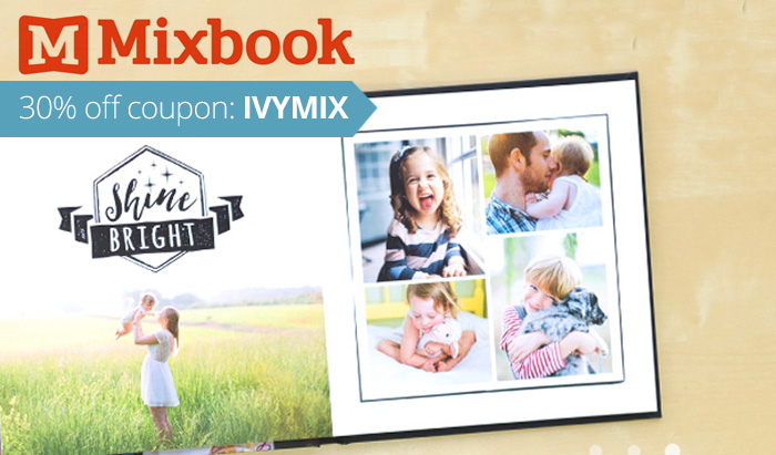 Mixbook coupon code IVYMIX for 30% off, at last check