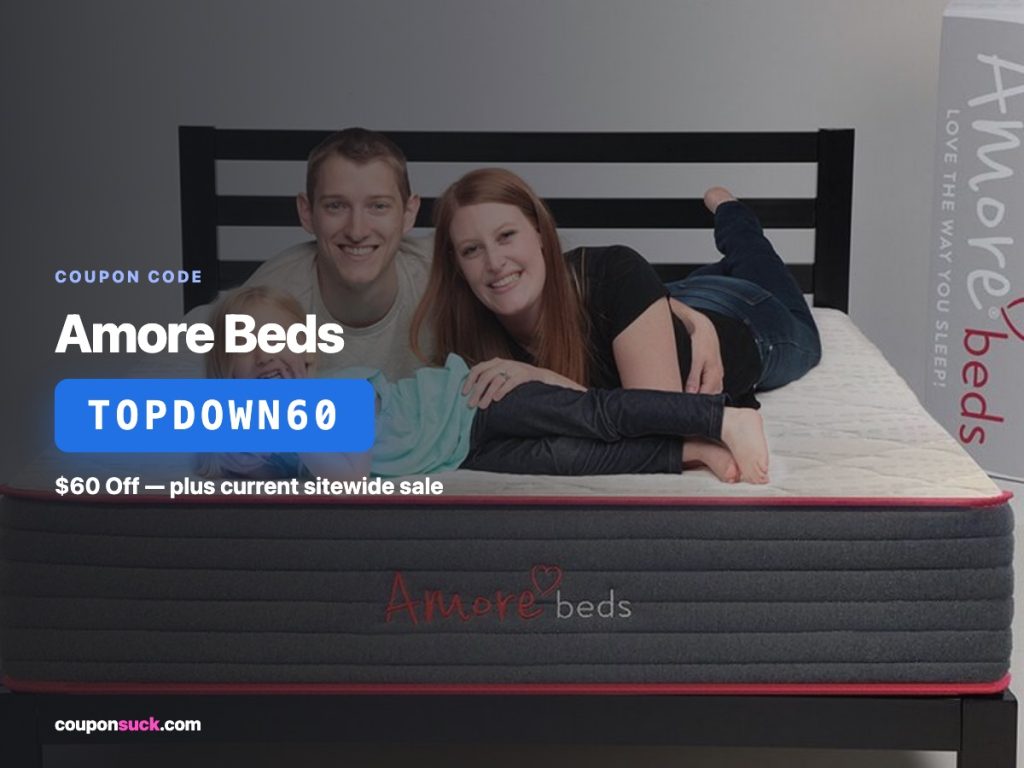 Amore Beds coupon code TOPDOWN60 — $60 off