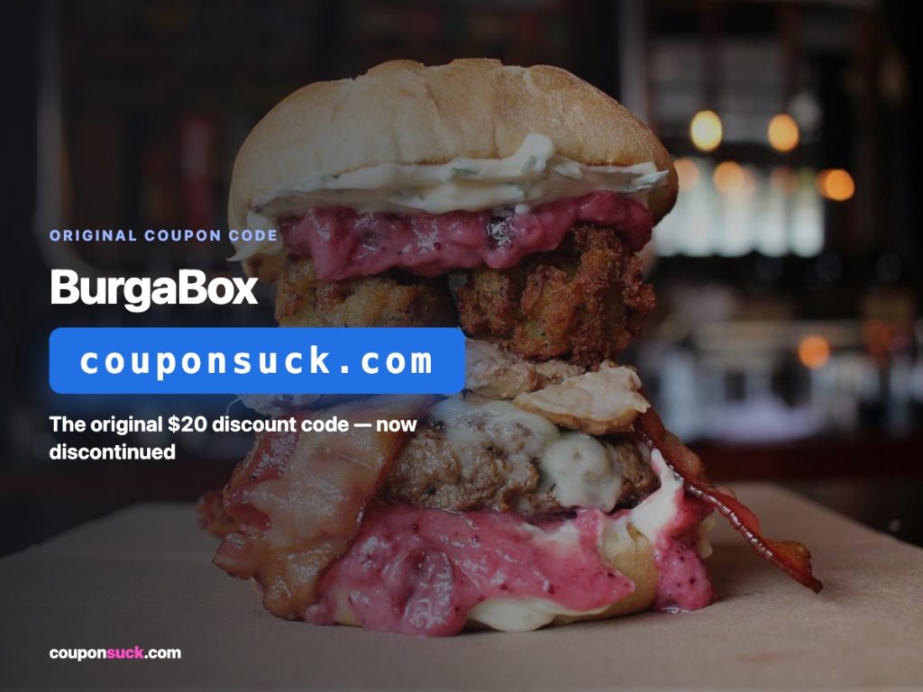 BurgaBox coupon code - the original $20 discount code, now discontinued