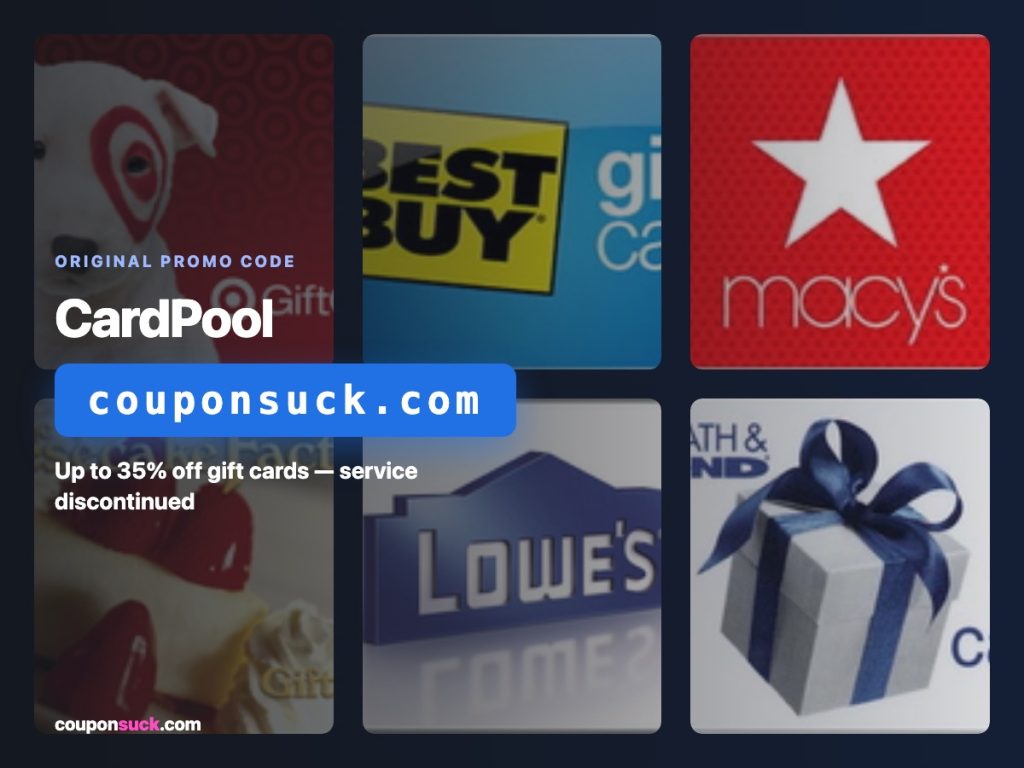 CardPool promo code — up to 35% off gift cards, service discontinued