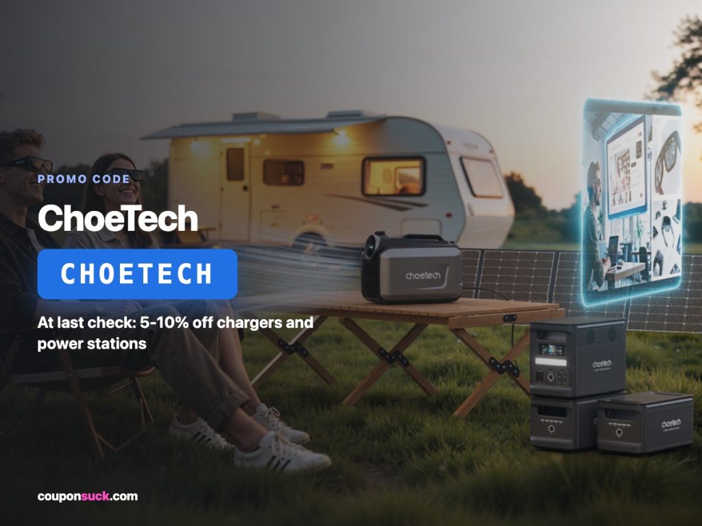 choetech promo code CHOETECH — at last check 5-10% off chargers and power stations