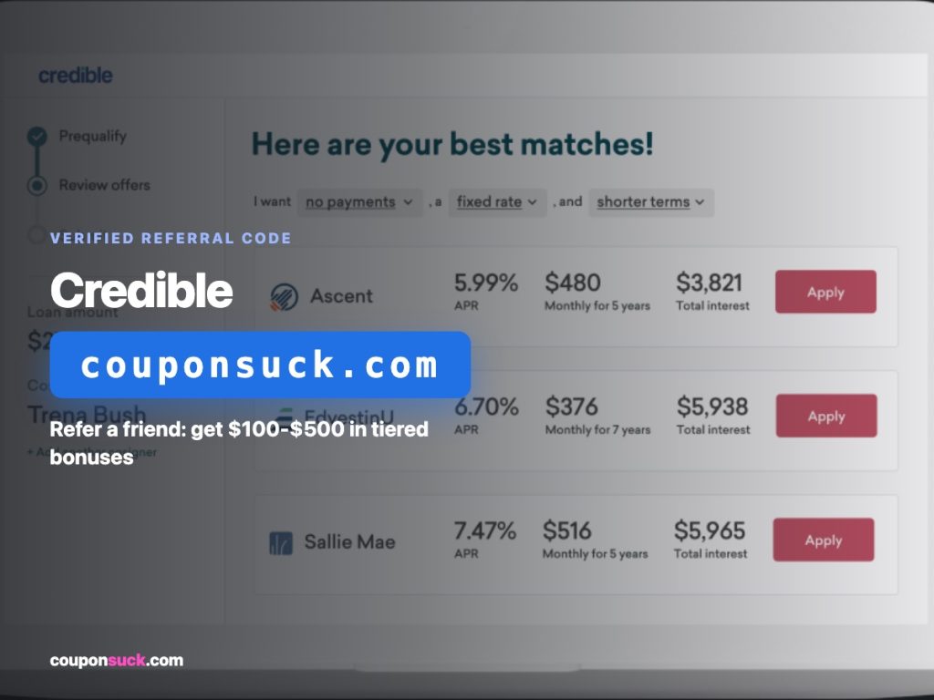 credible referral code — refer a friend, get $100-$500 in tiered bonuses