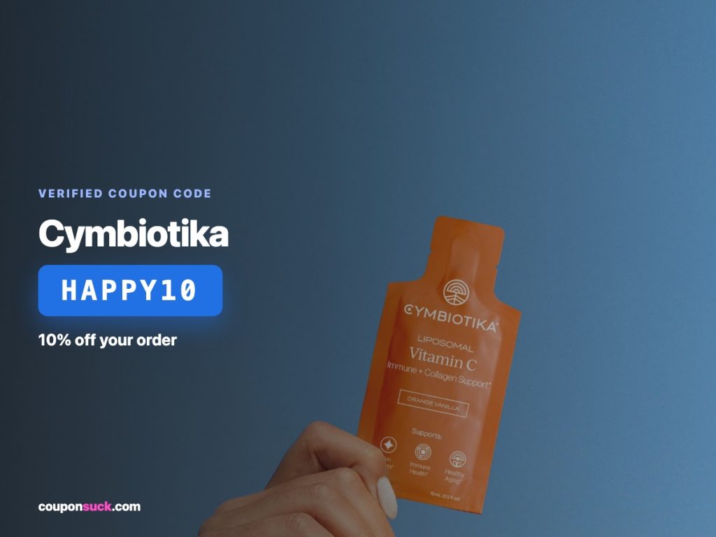 Cymbiotika coupon code HAPPY10 — 10% off your order
