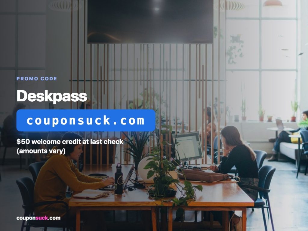 Deskpass promo code — $50 welcome credit at last check