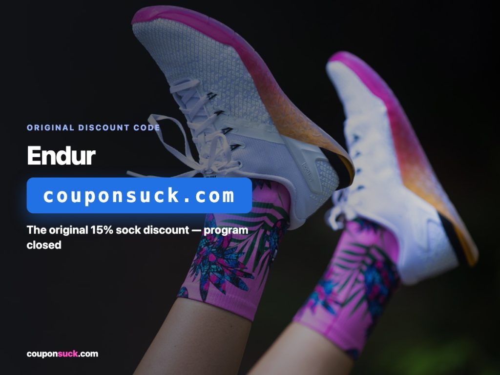 endur discount code — the original 15% sock discount, program closed