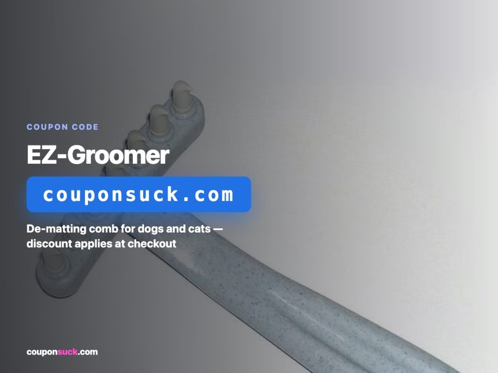 EZ-Groomer pet comb coupon code — de-matting comb for dogs and cats, discount applies at checkout