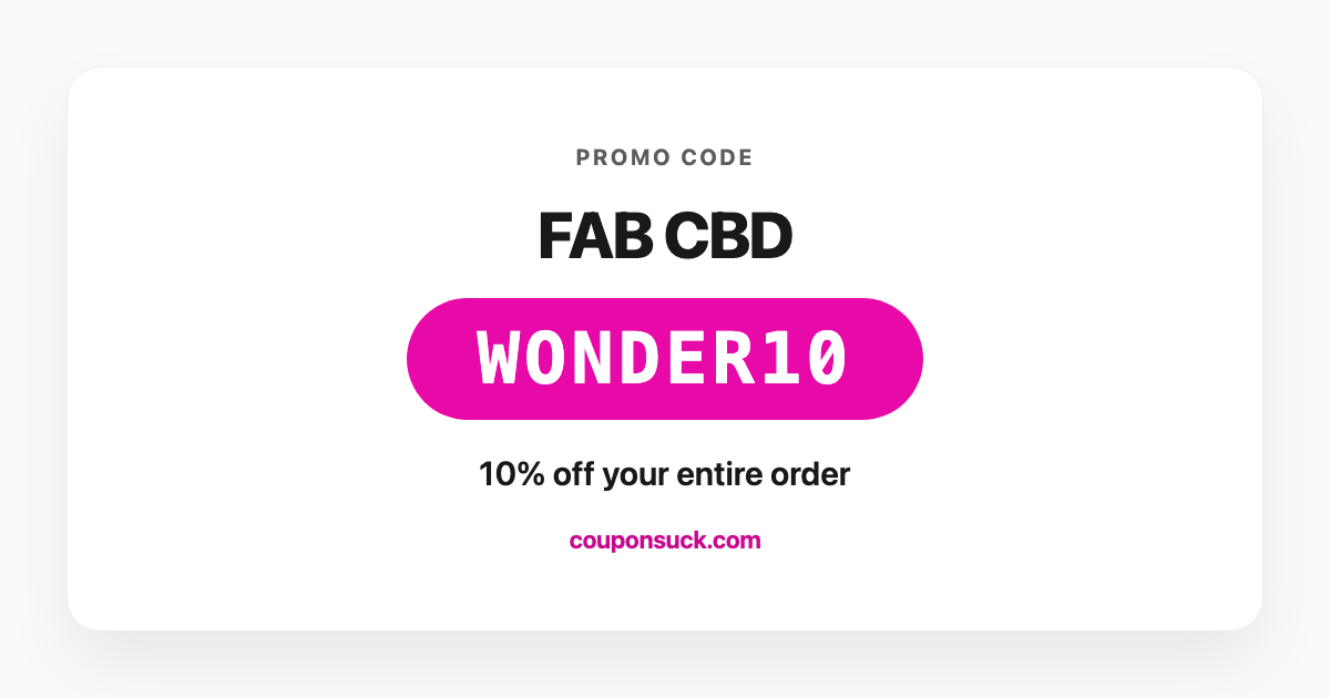 FAB CBD discount code WONDER10 — 10% off your entire order