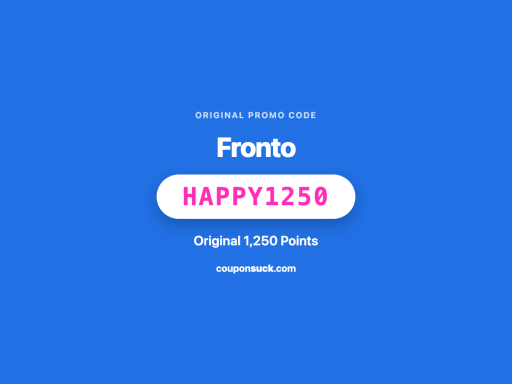Fronto promo code HAPPY1250 — original 1,250 points, app discontinued