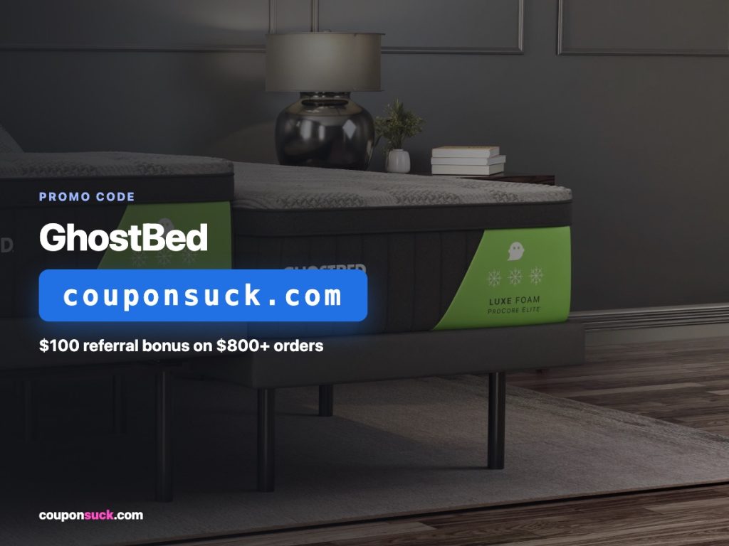 ghost bed promo code vs casper — $100 referral bonus on $800+ orders