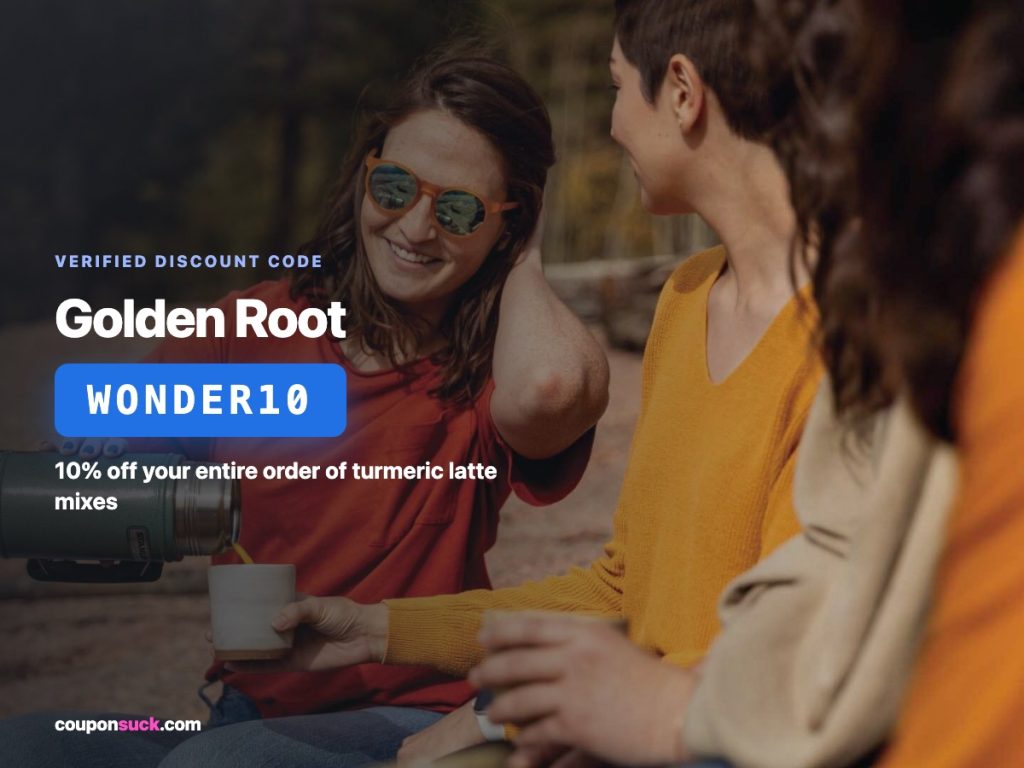 golden root discount code WONDER10 — 10% off turmeric latte mixes