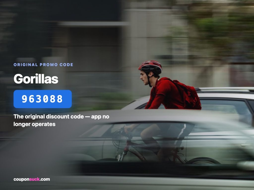 gorillas promo code 963088 — the original discount code, app no longer operates