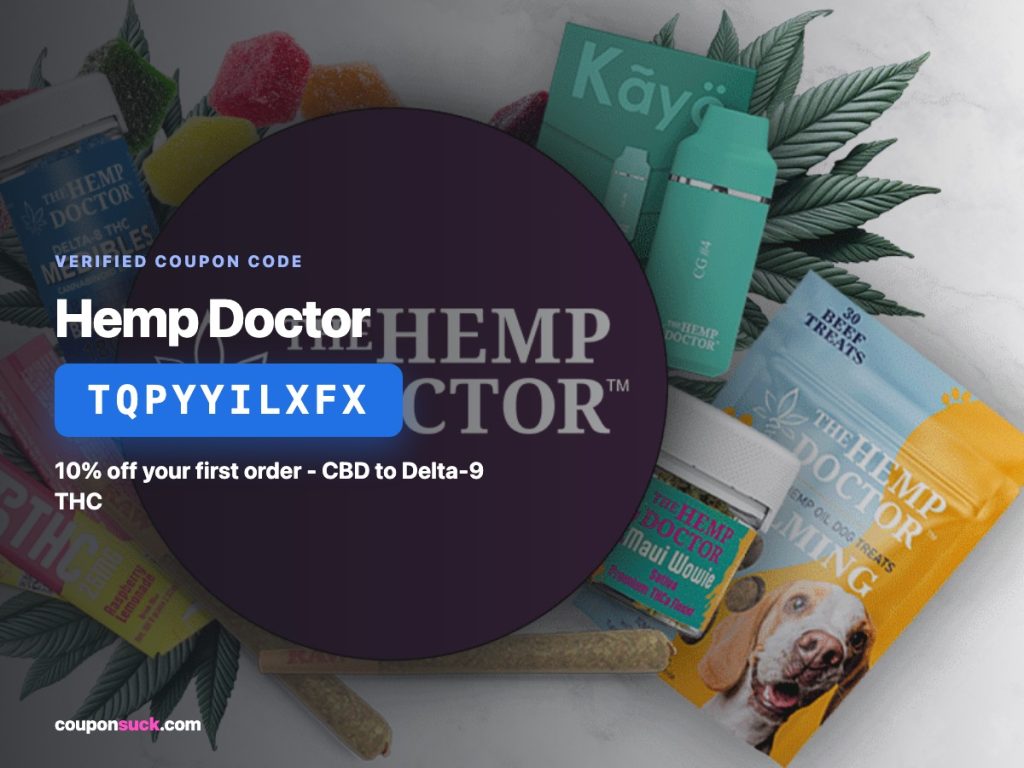 Hemp Doctor coupon code TQPYYILXFX - 10% off your first order, CBD to Delta-9 THC