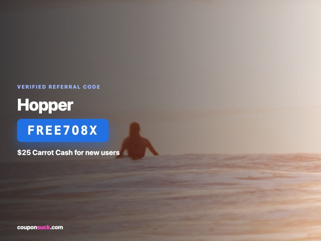 Hopper promo code FREE7O8X — $25 Carrot Cash for new users