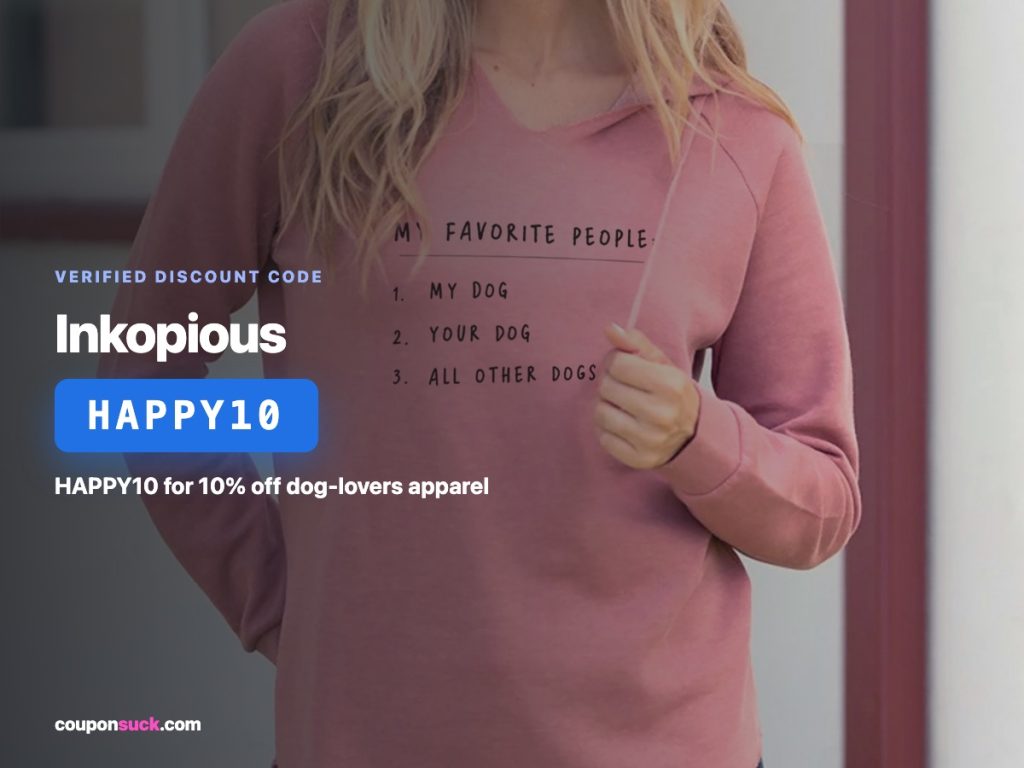 inkopious discount code happy10 — 10% off dog-lovers apparel