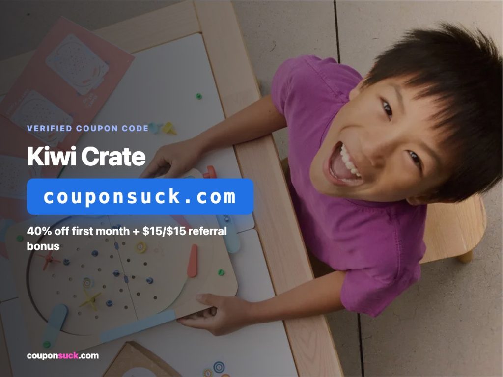 kiwi crate coupon code — 40% off first month + $15/$15 referral bonus