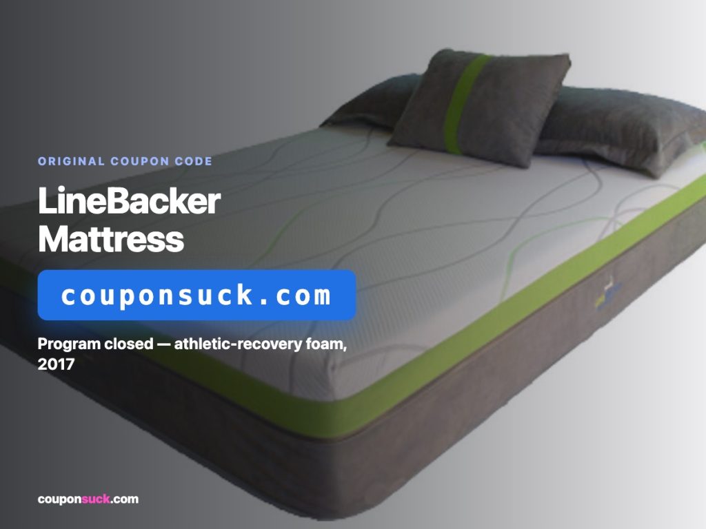linebacker mattress coupon code — program closed, athletic-recovery foam, 2017
