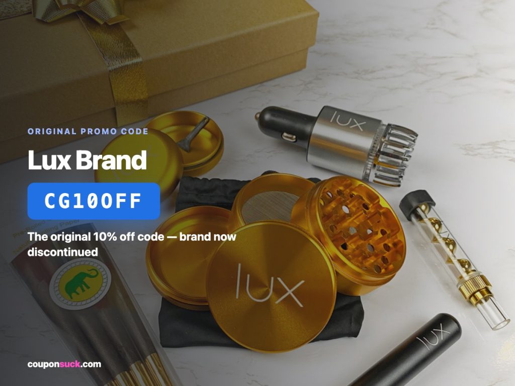 lux brand promo code CG10OFF — the original 10% off code, brand now discontinued