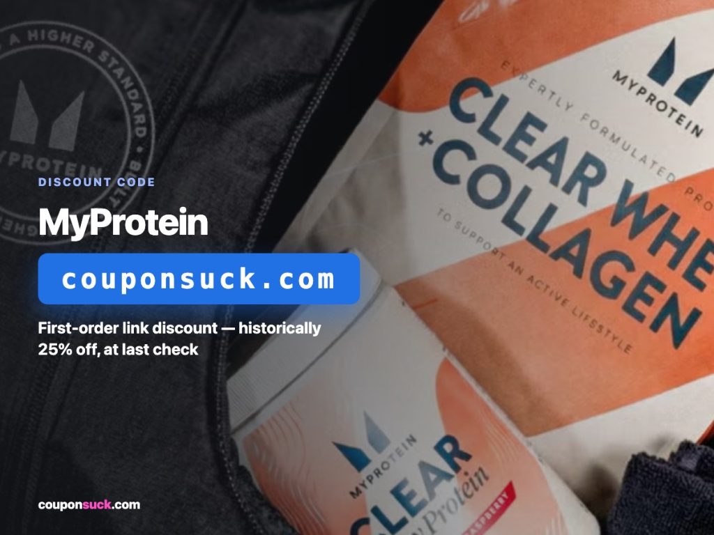myprotein discount code — first-order link discount, historically 25% off