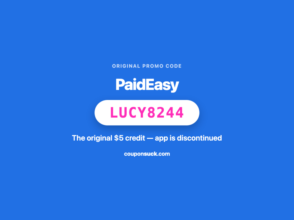 paideasy promo code lucy8244 — the original $5 credit, app is discontinued