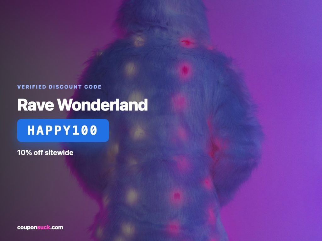 rave wonderland discount code happy100 — 10% off sitewide