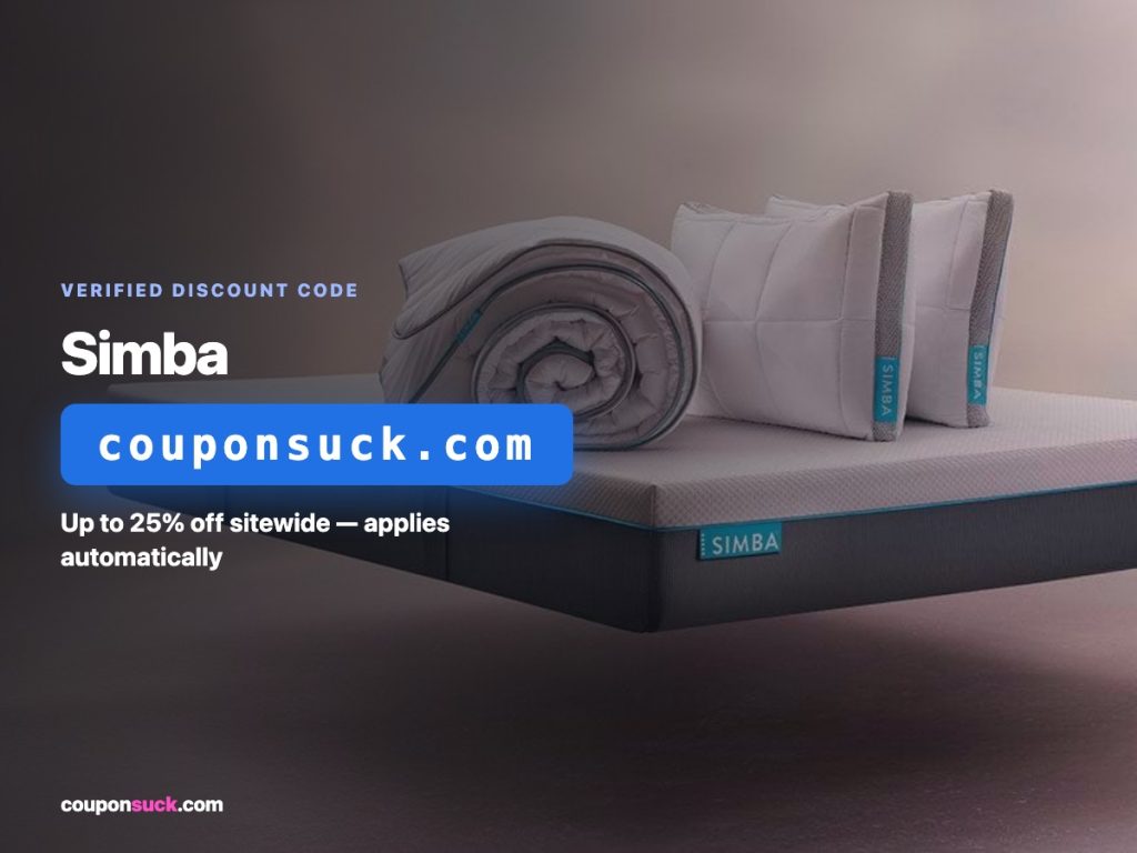 simba discount code — up to 25% off sitewide, applies automatically