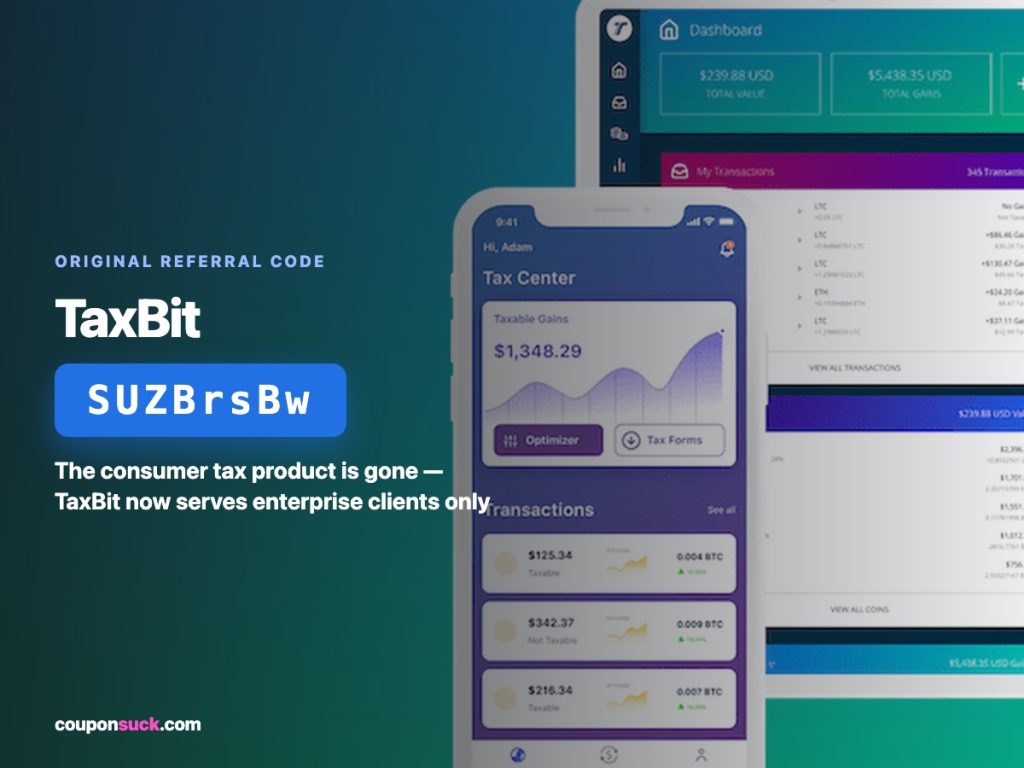 taxbit referral code suzbrsbw — consumer tax product discontinued