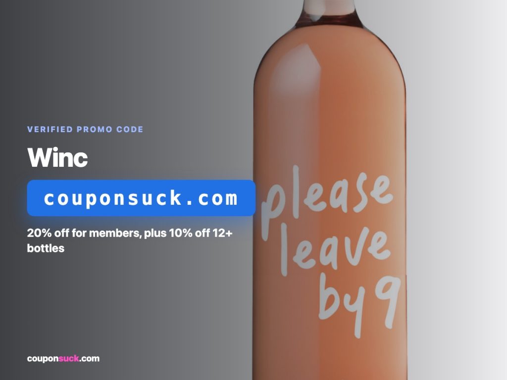 winc promo code — 20% off members, plus 10% off 12+ bottles