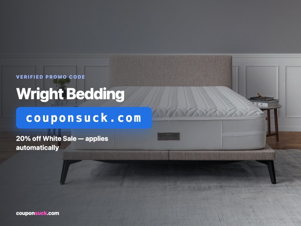 wright bedding promo code — 20% off white sale, applies automatically