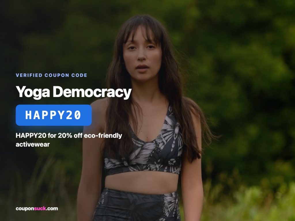 yoga democracy coupon code happy20 — 20% off eco-friendly activewear