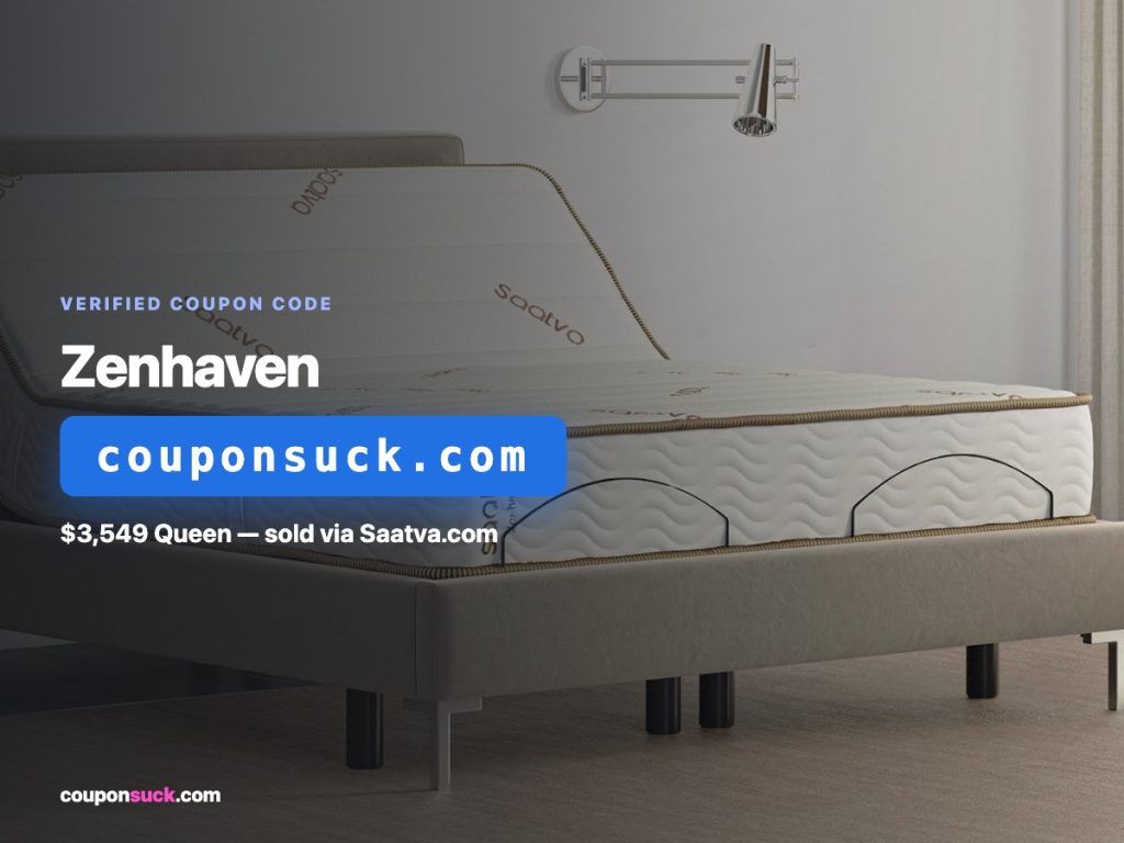 Zenhaven mattress coupon code — $3,549 Queen, sold via Saatva.com