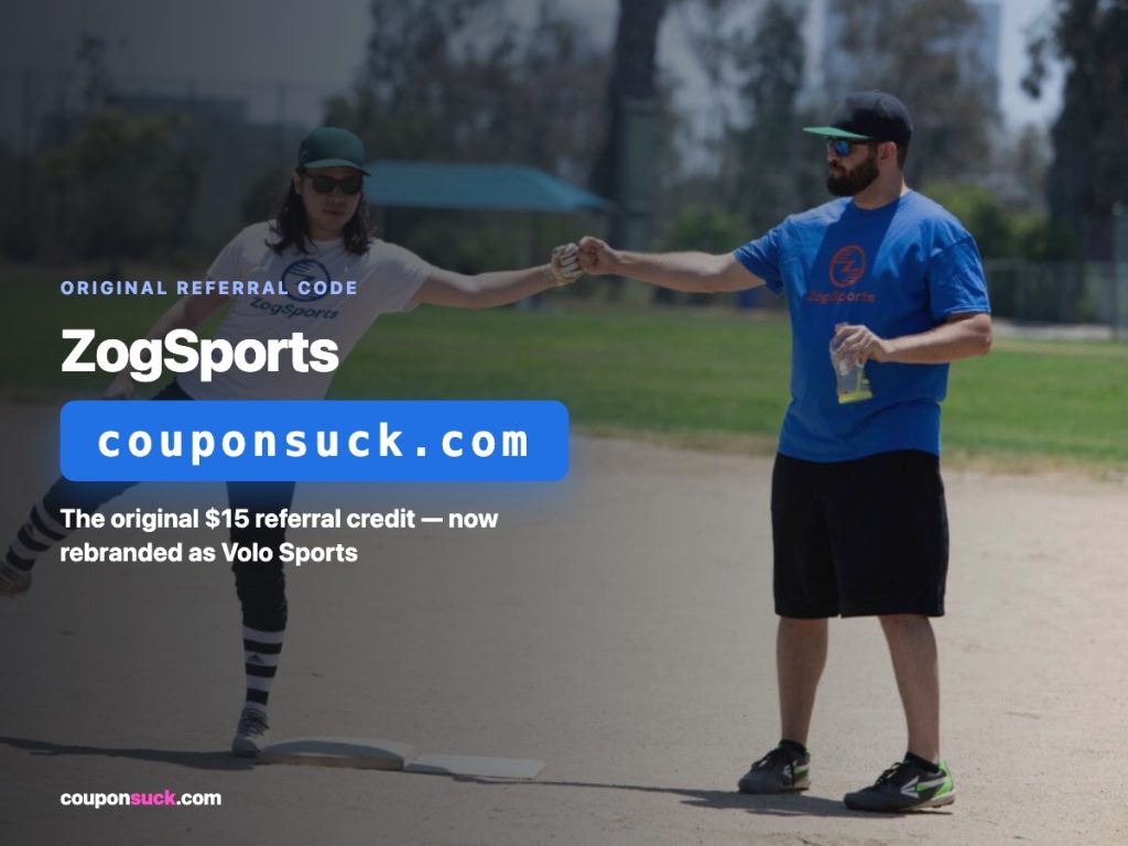 ZogSports — the original $15 referral credit, now rebranded as Volo Sports
