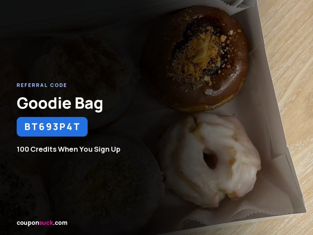 Goodie Bag referral code BT693P4T for 100 credits at sign-up